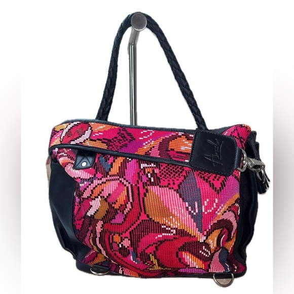 Amado Women's Crossbody Leather & Fabric Convertable Day BagBraided Handles NWOT - Picture 2 of 15